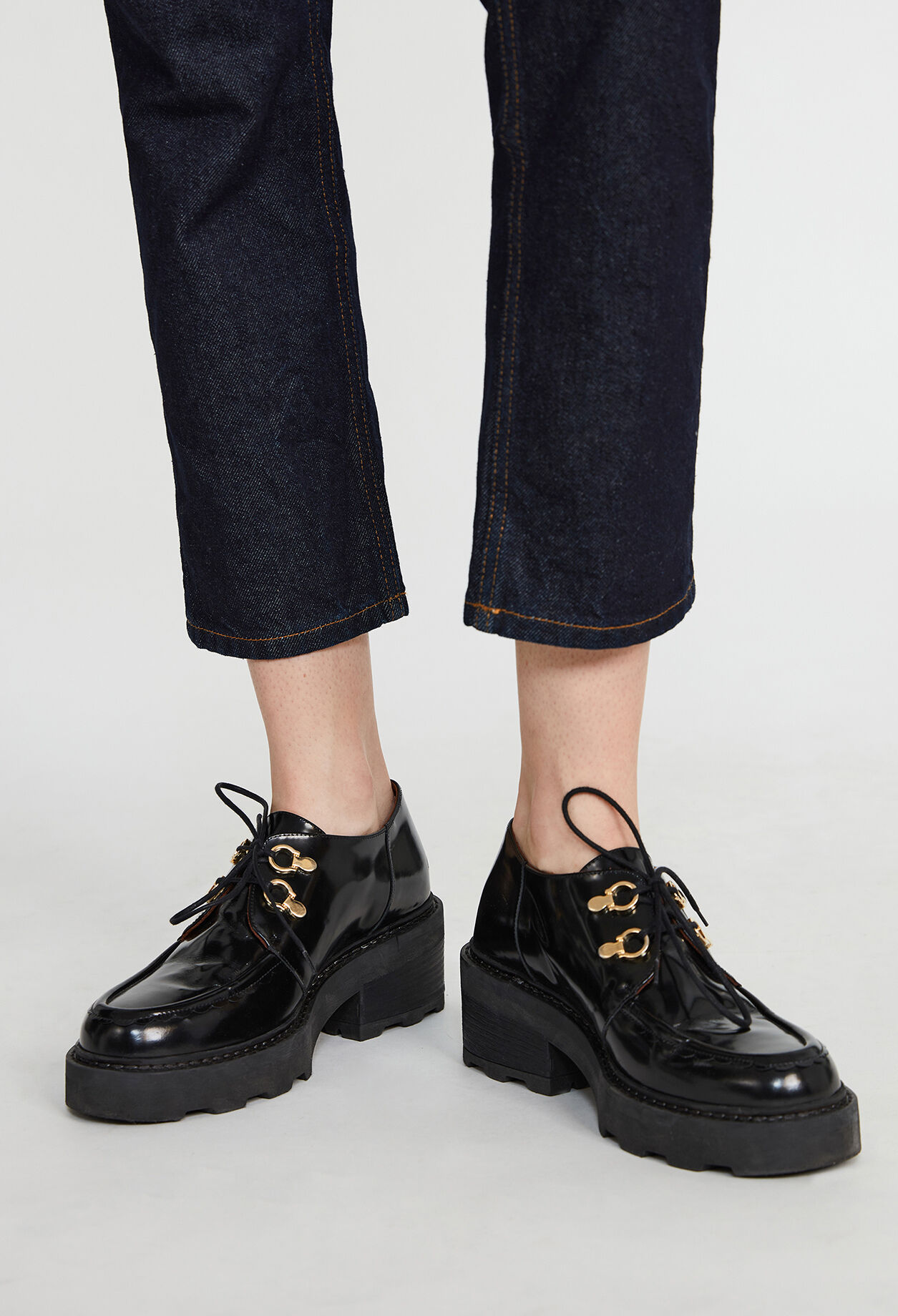 Derbies à plateforme cuir