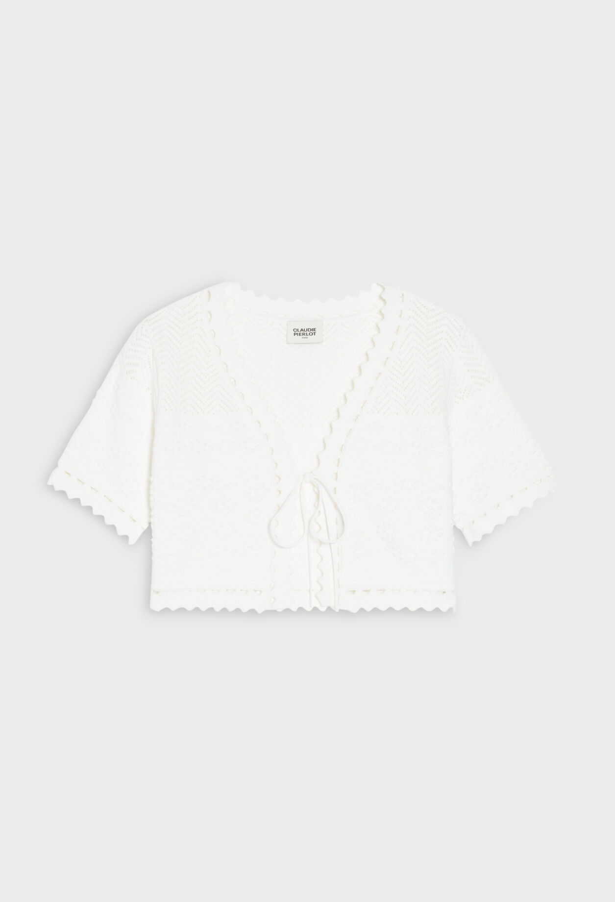 Cardigan court maille écru