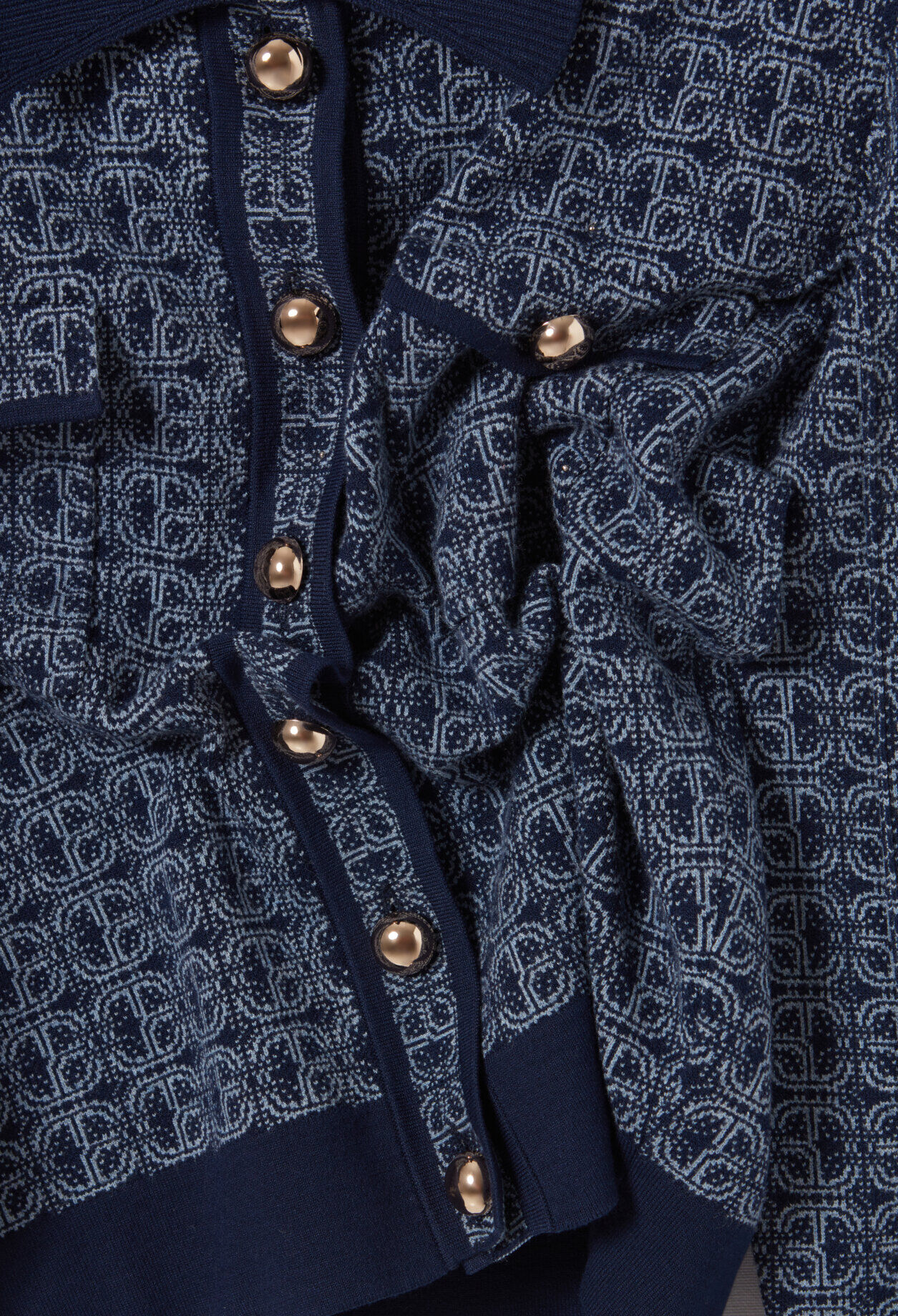 Cardigan monogramme CP col chemise 