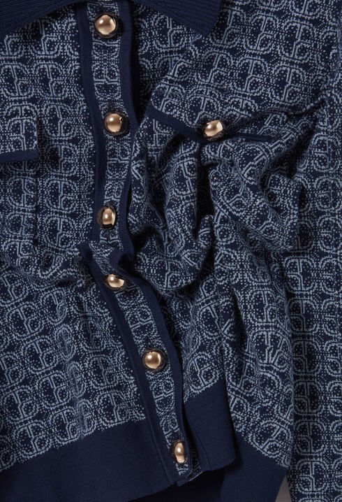 Cardigan monogramme CP col chemise