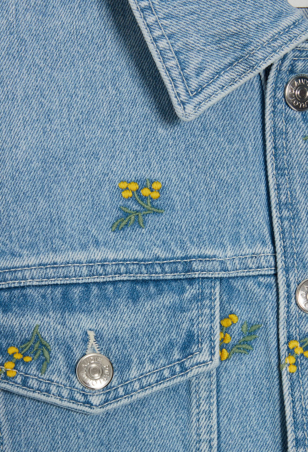 Veste jean broderies mimosa