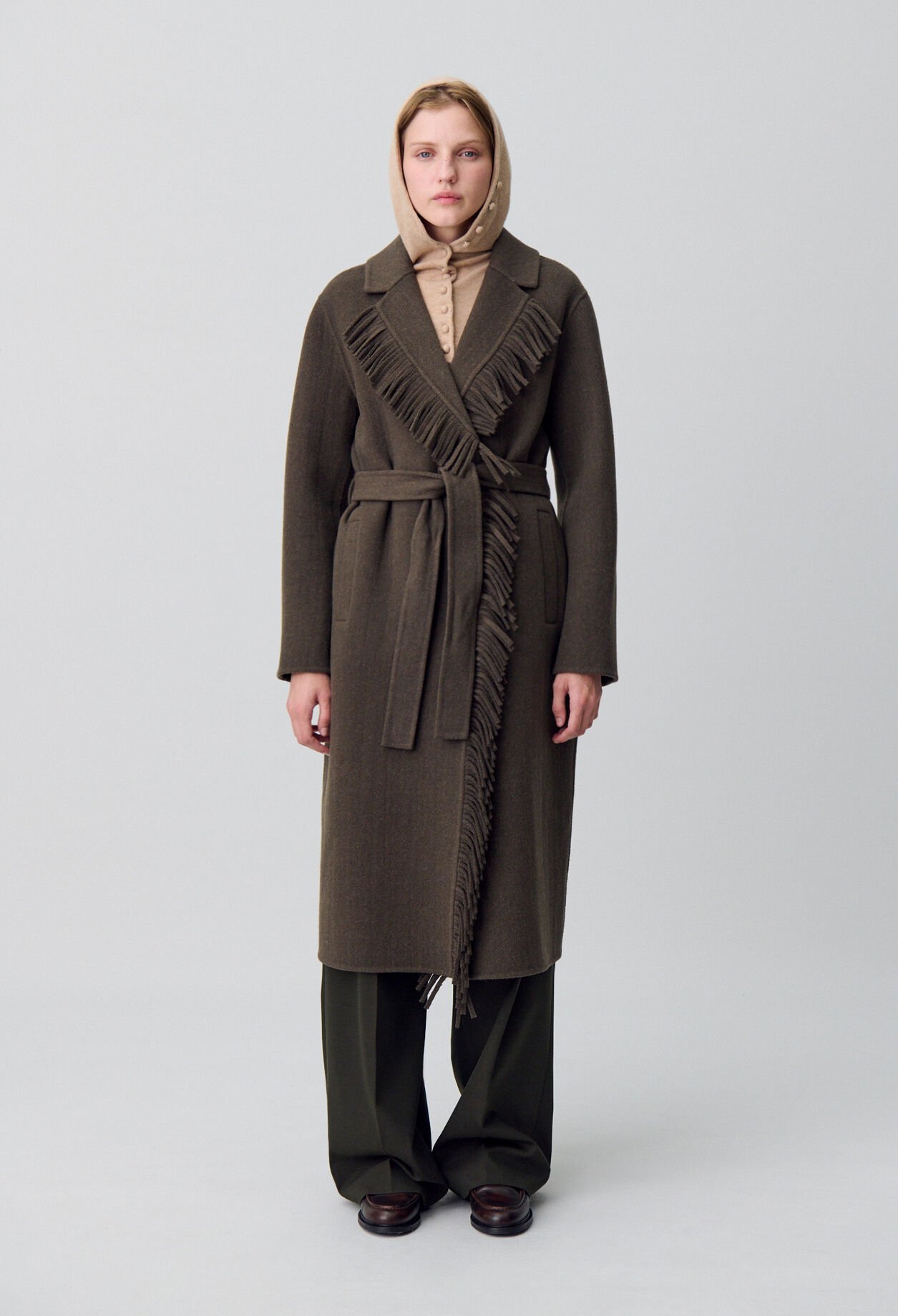 Manteau long franges