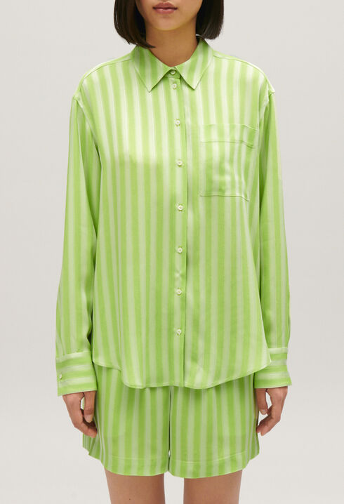 Chemise fluide rayures matcha
