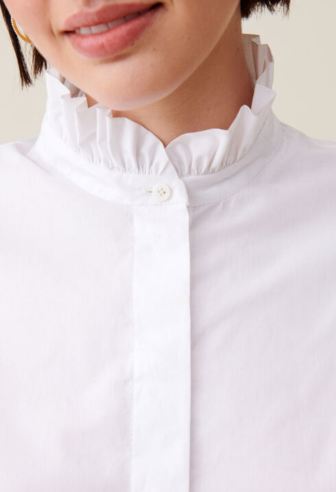 Chemise col volant blanche