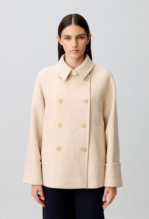 Manteau court caban col chemise