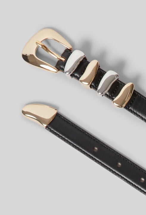 Ceinture cuir boucle dorée