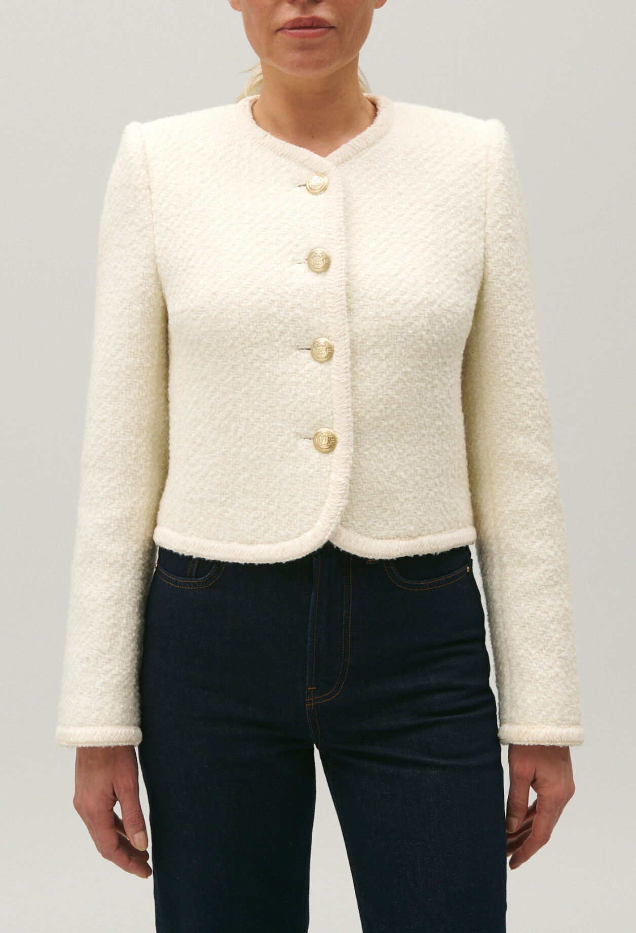 Veste courte tweed ivoire 