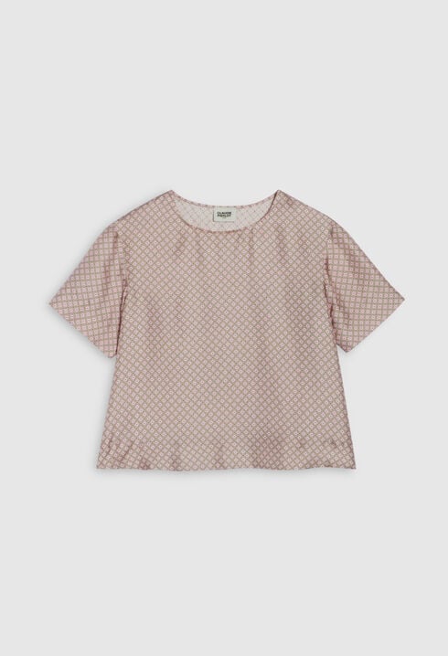Blouse soie imprimé rose