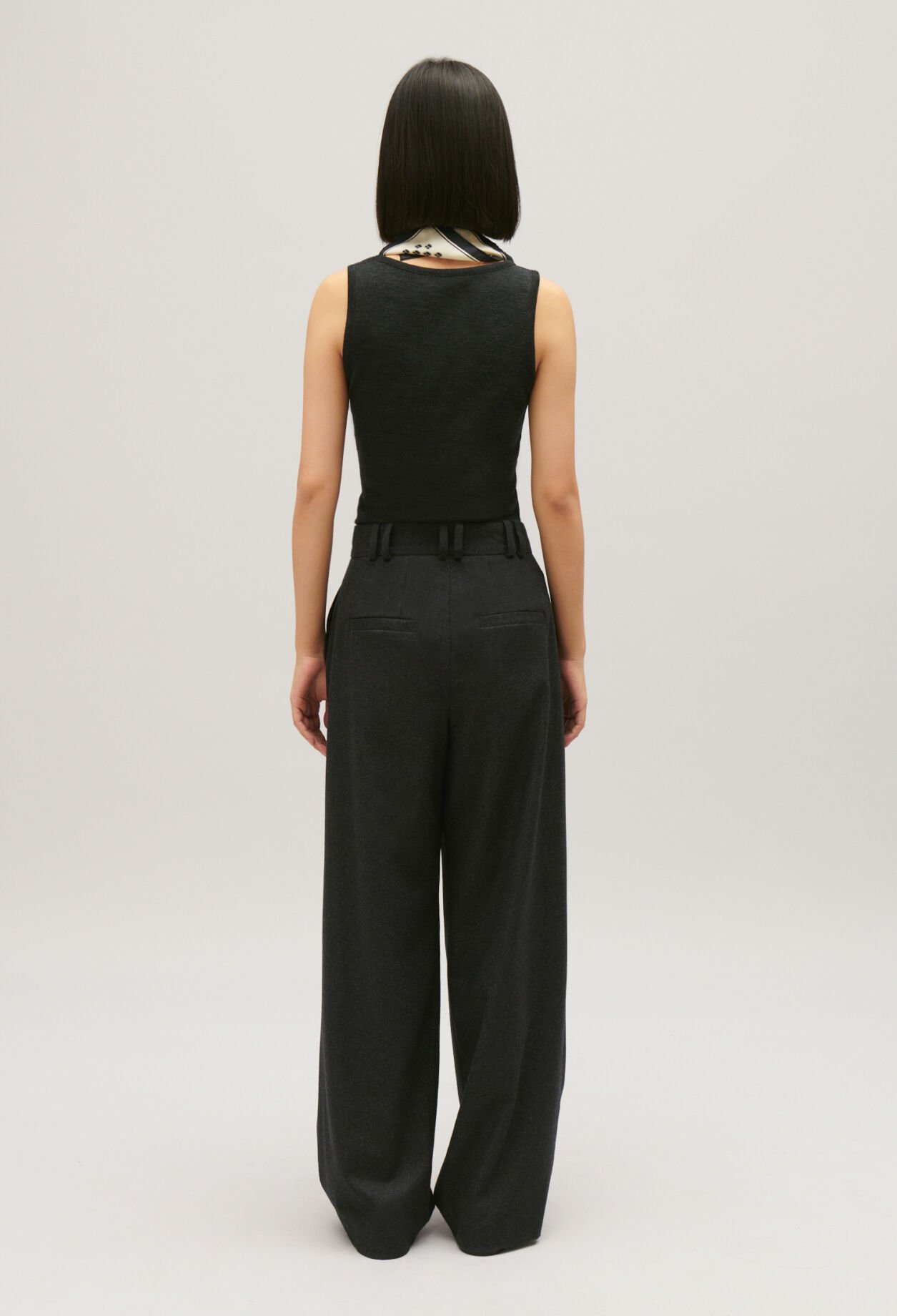 Pantalon large gris chiné