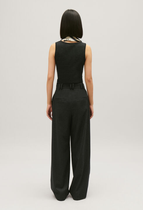 Pantalon large gris chiné