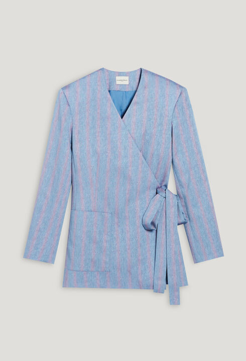 Veste kimono rayée bleue