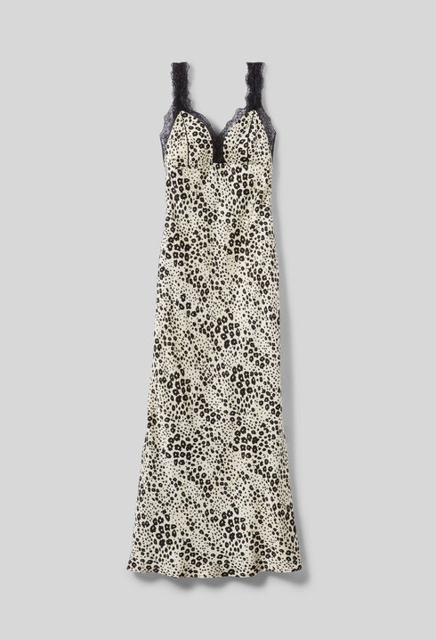 Robe satin imprim&eacute; l&eacute;opard