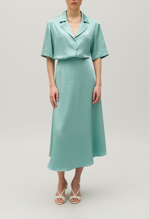 Chemise fluide satinée vert d'eau