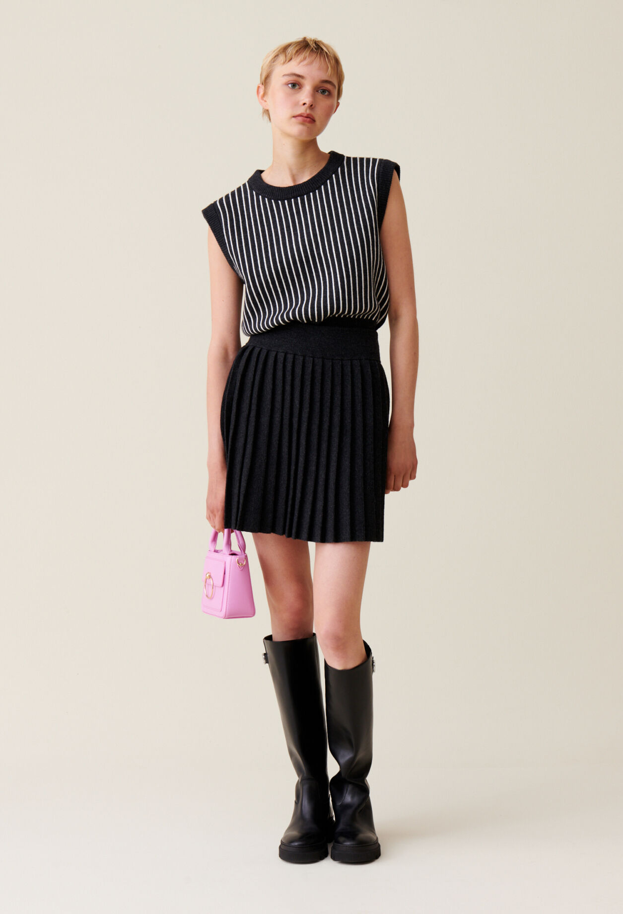 Jupe courte maille gris chine pour femme Claudie Pierlot