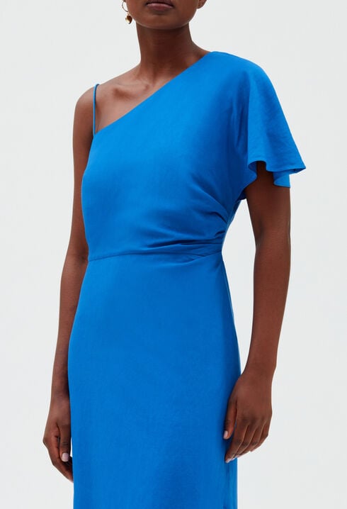 Robe midi asymétrique bleue