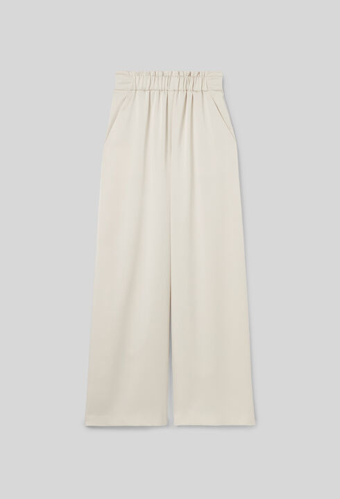 Pantalon large taille smockée