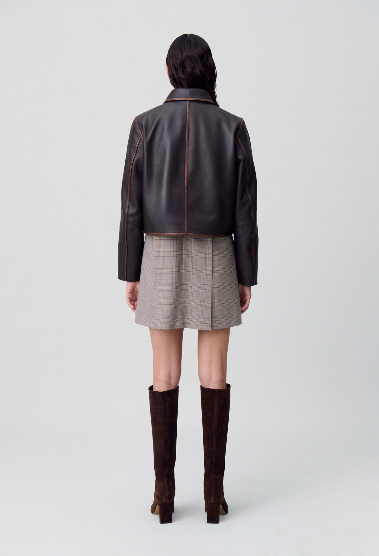Veste courte cuir vieilli