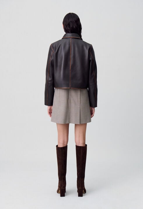 Veste courte cuir vieilli