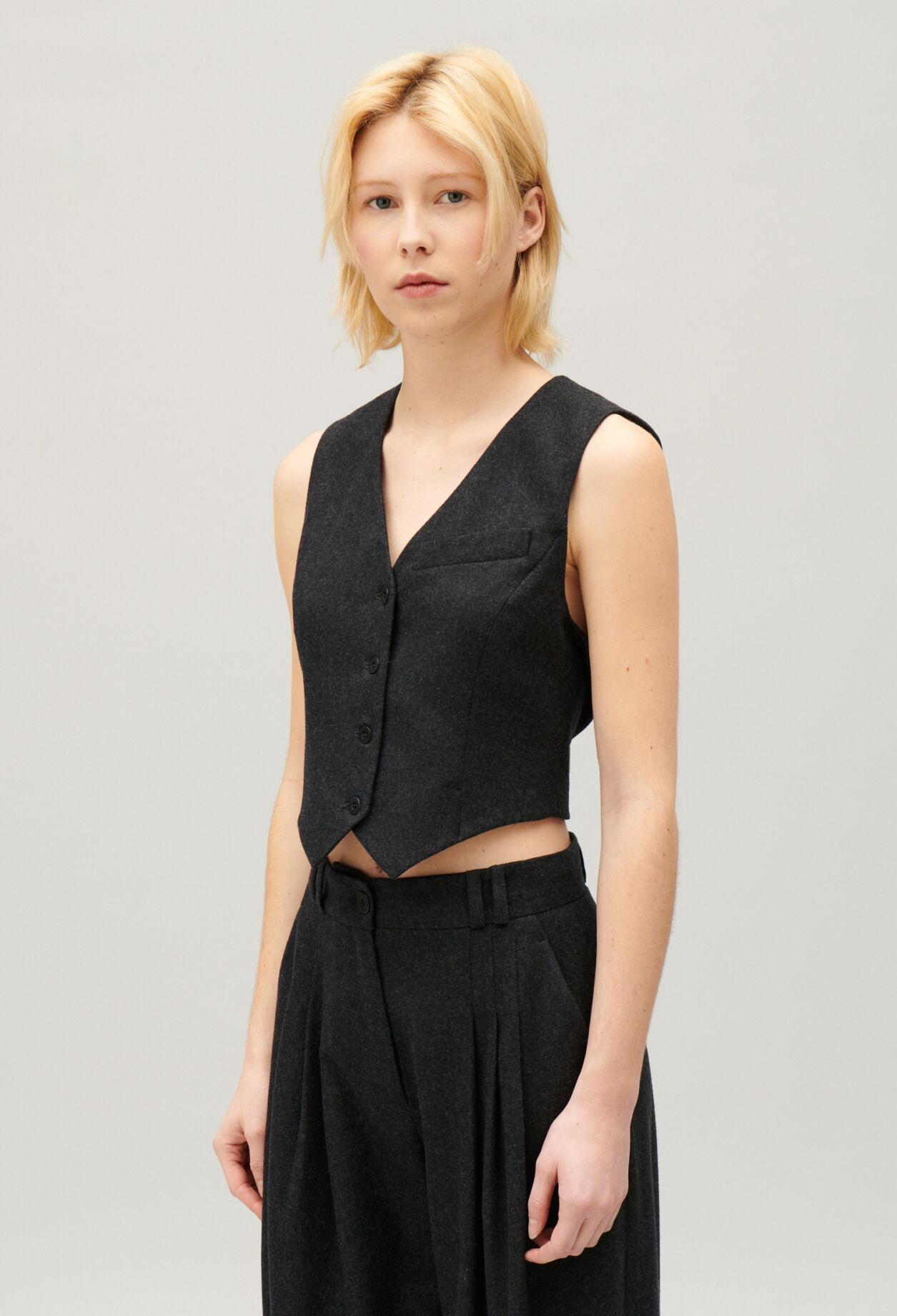 Gilet costume gris chiné