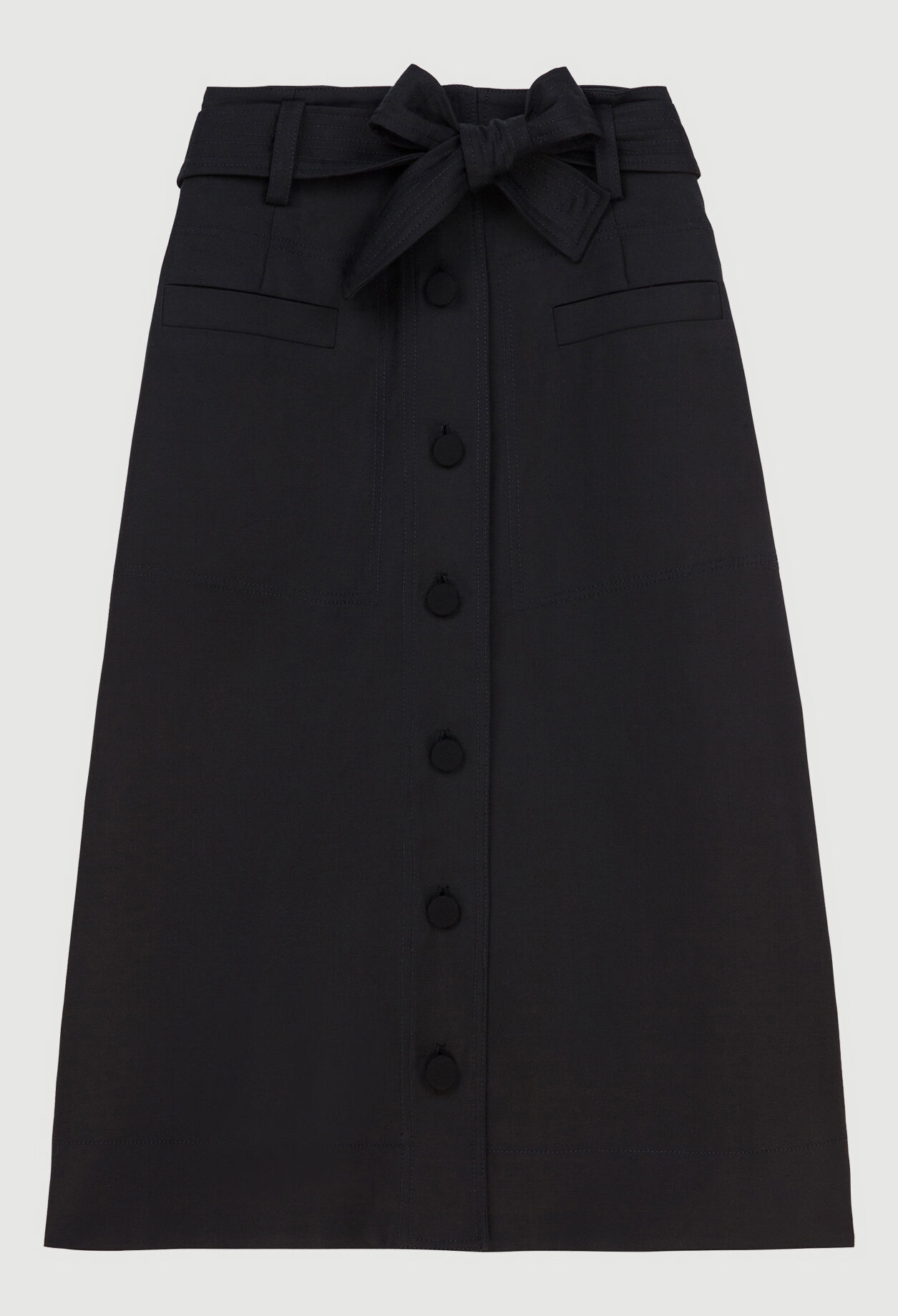 Jupe midi boutonnée à nouer