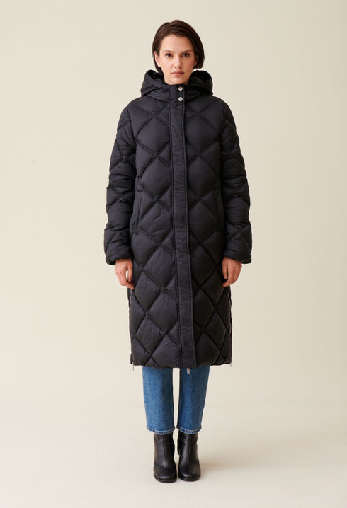 Doudoune longue capuche matelassée