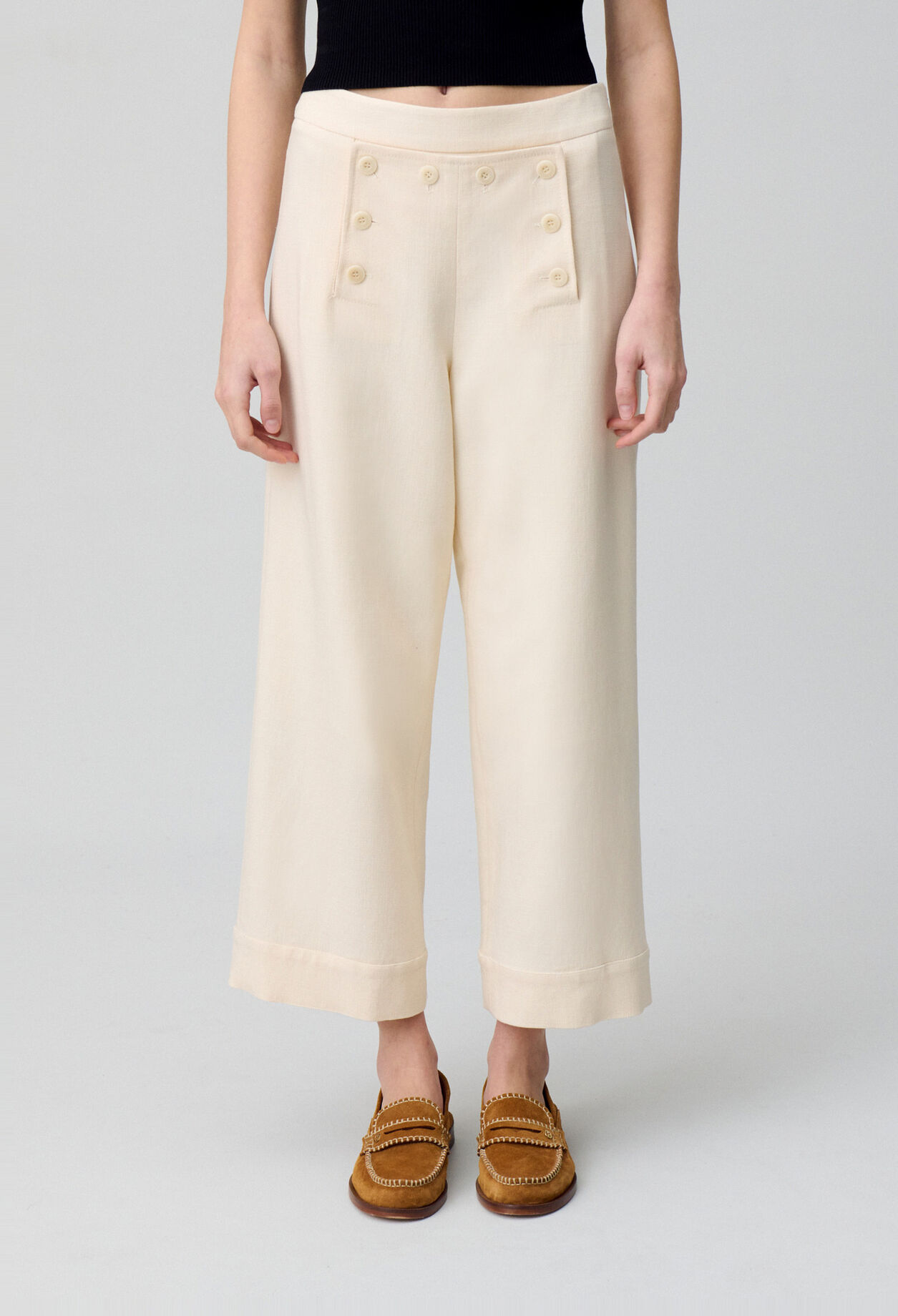 Pantalon droit &agrave; pont