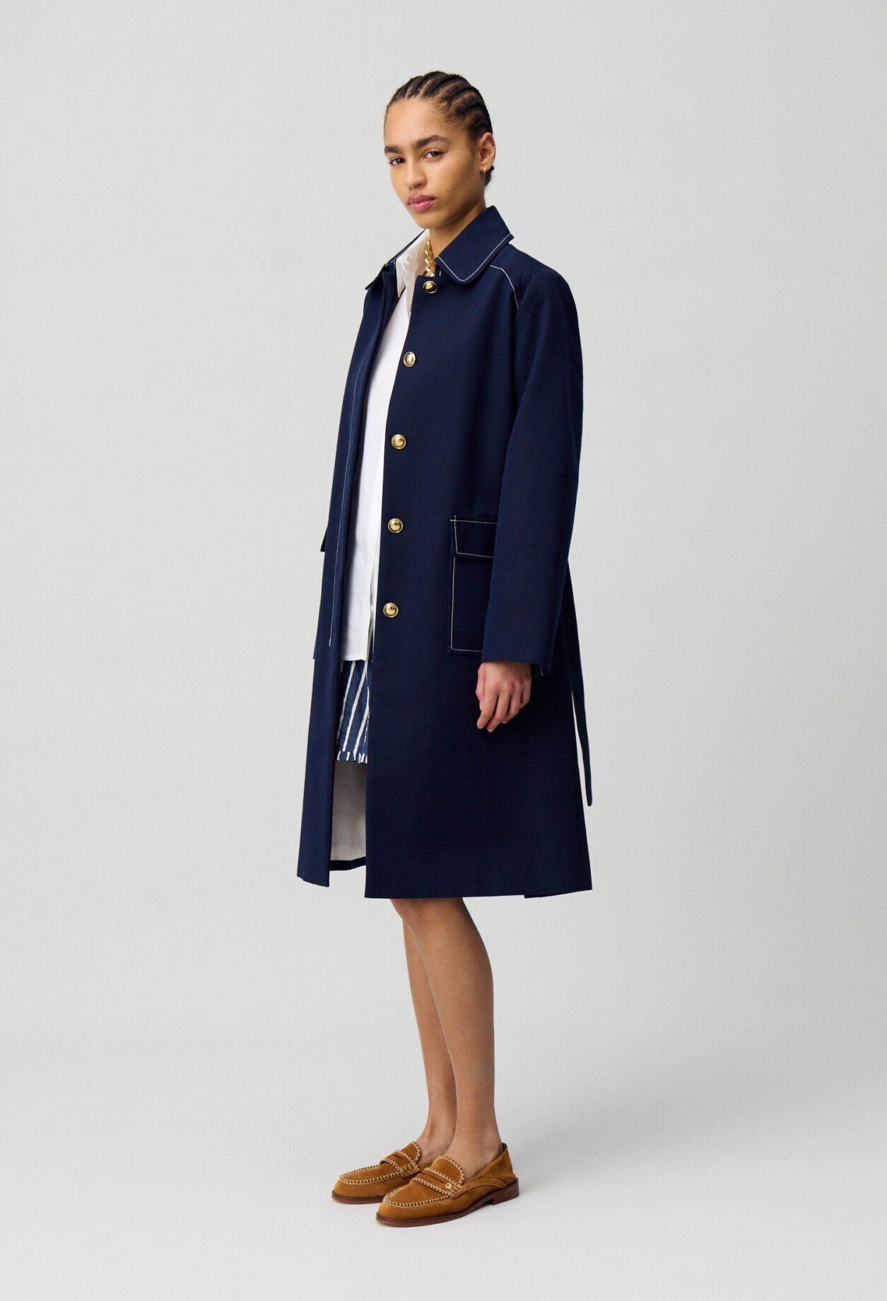 Trench mi-long ceinturé