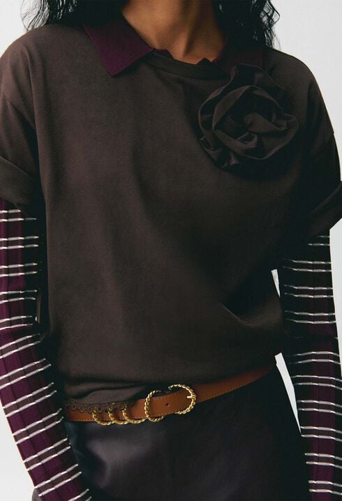 T-shirt jersey fleur ton sur ton