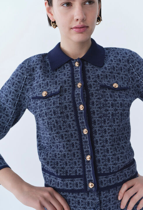Cardigan monogramme CP col chemise