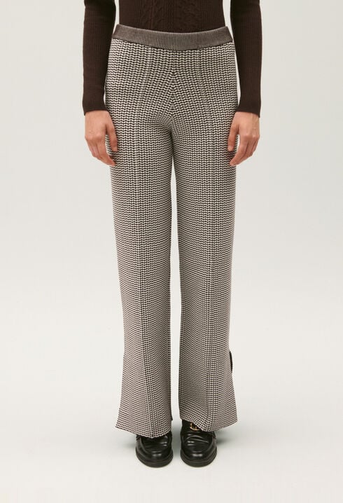 Pantalon maille jacquard bicolore