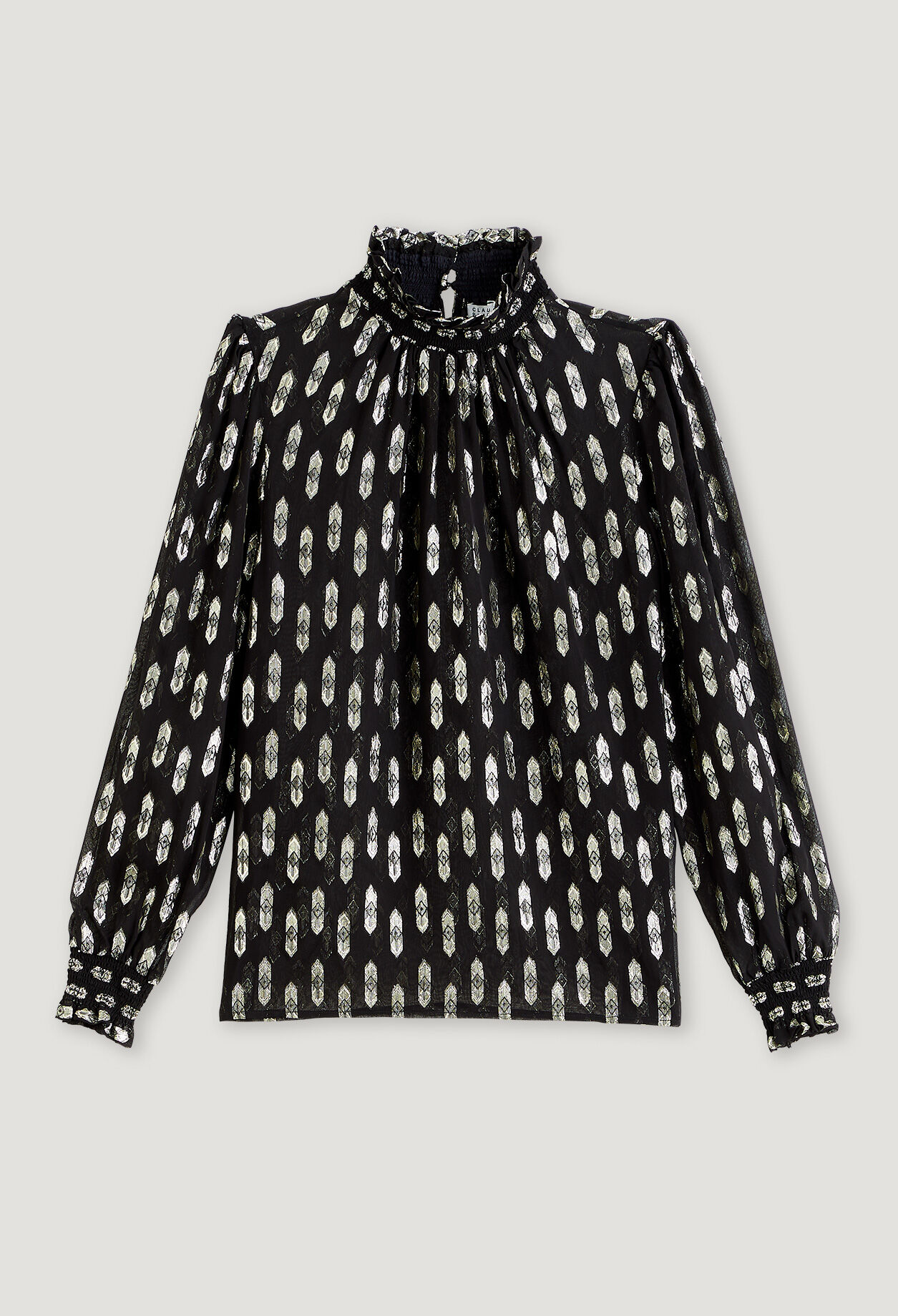Top noir brodé