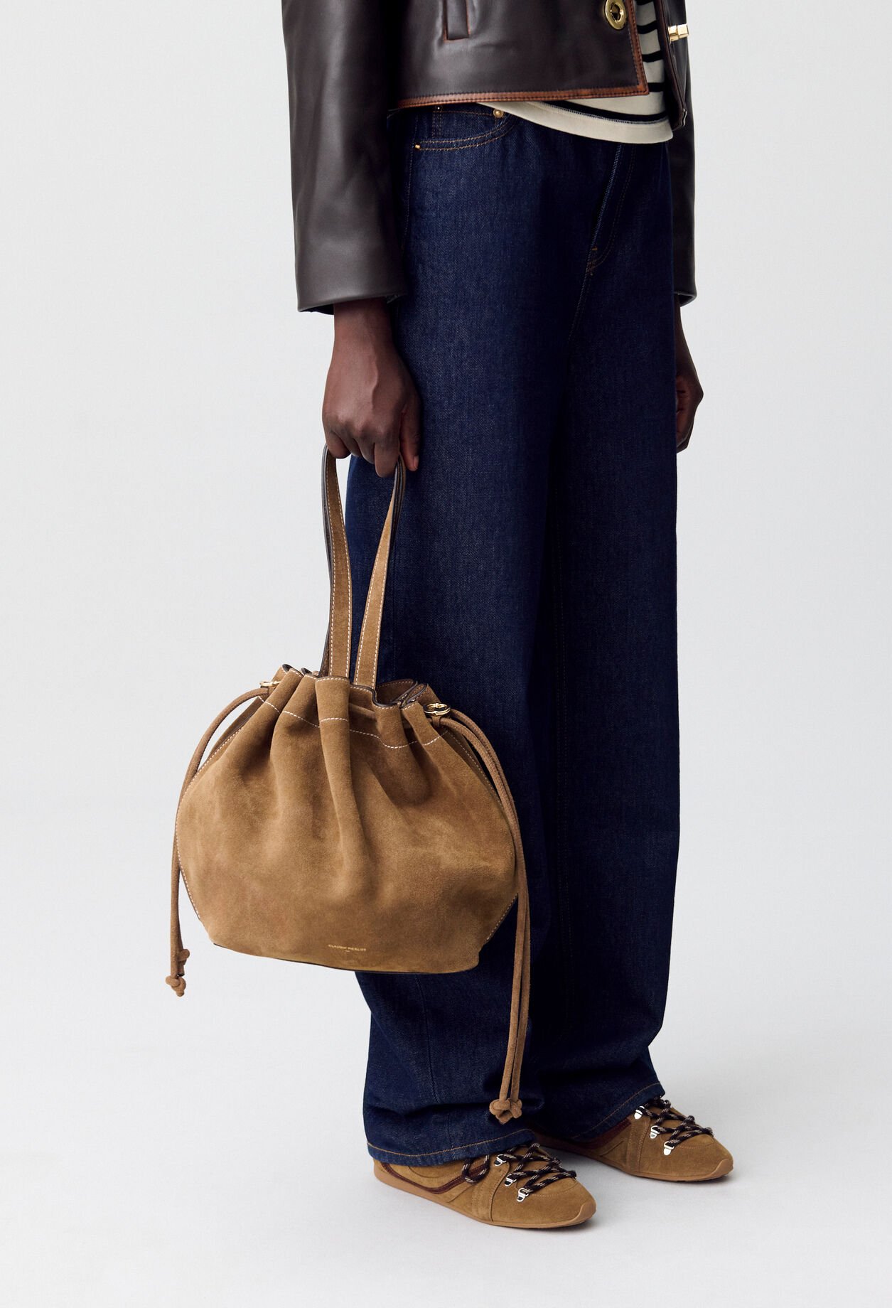 Sac cabas cuir suède