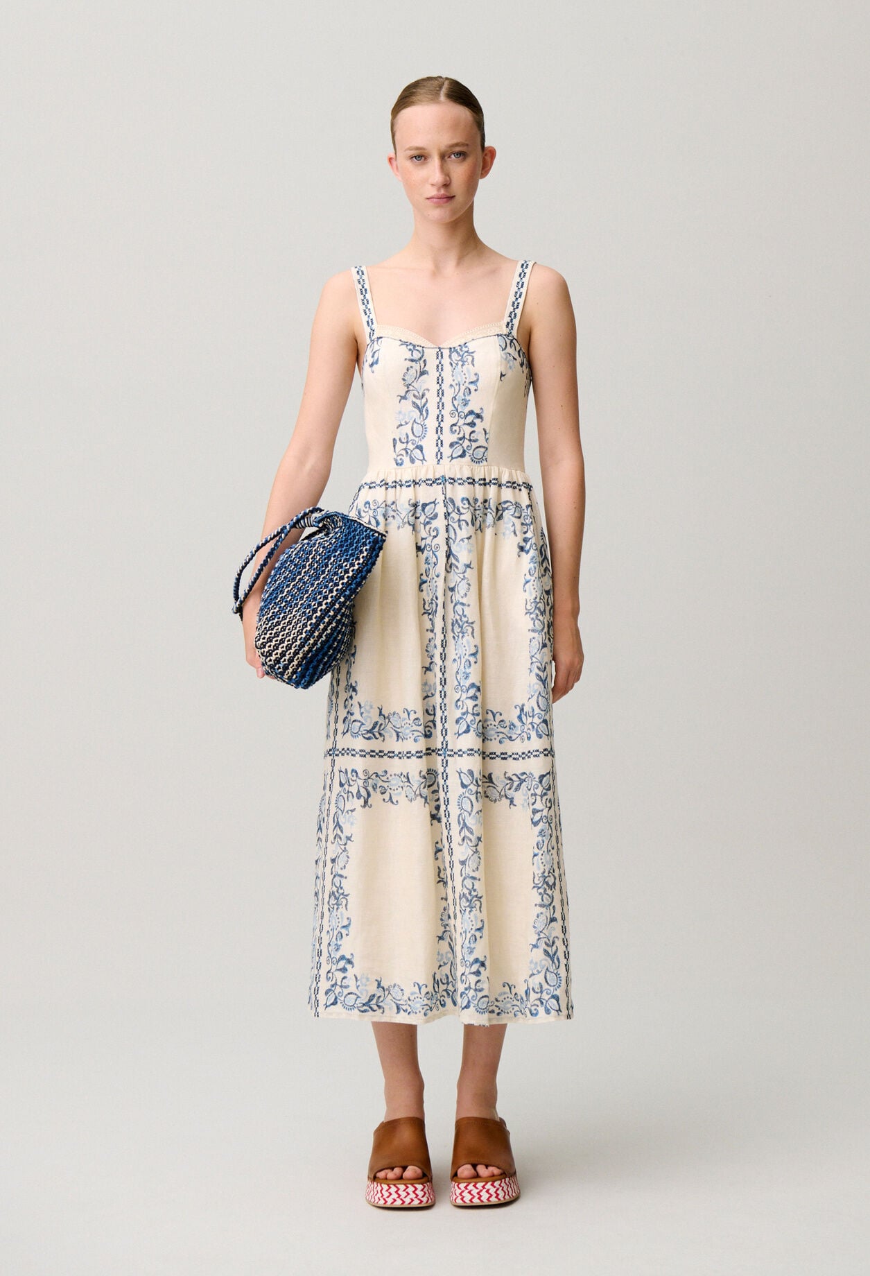 Robe lin imprim&eacute;e