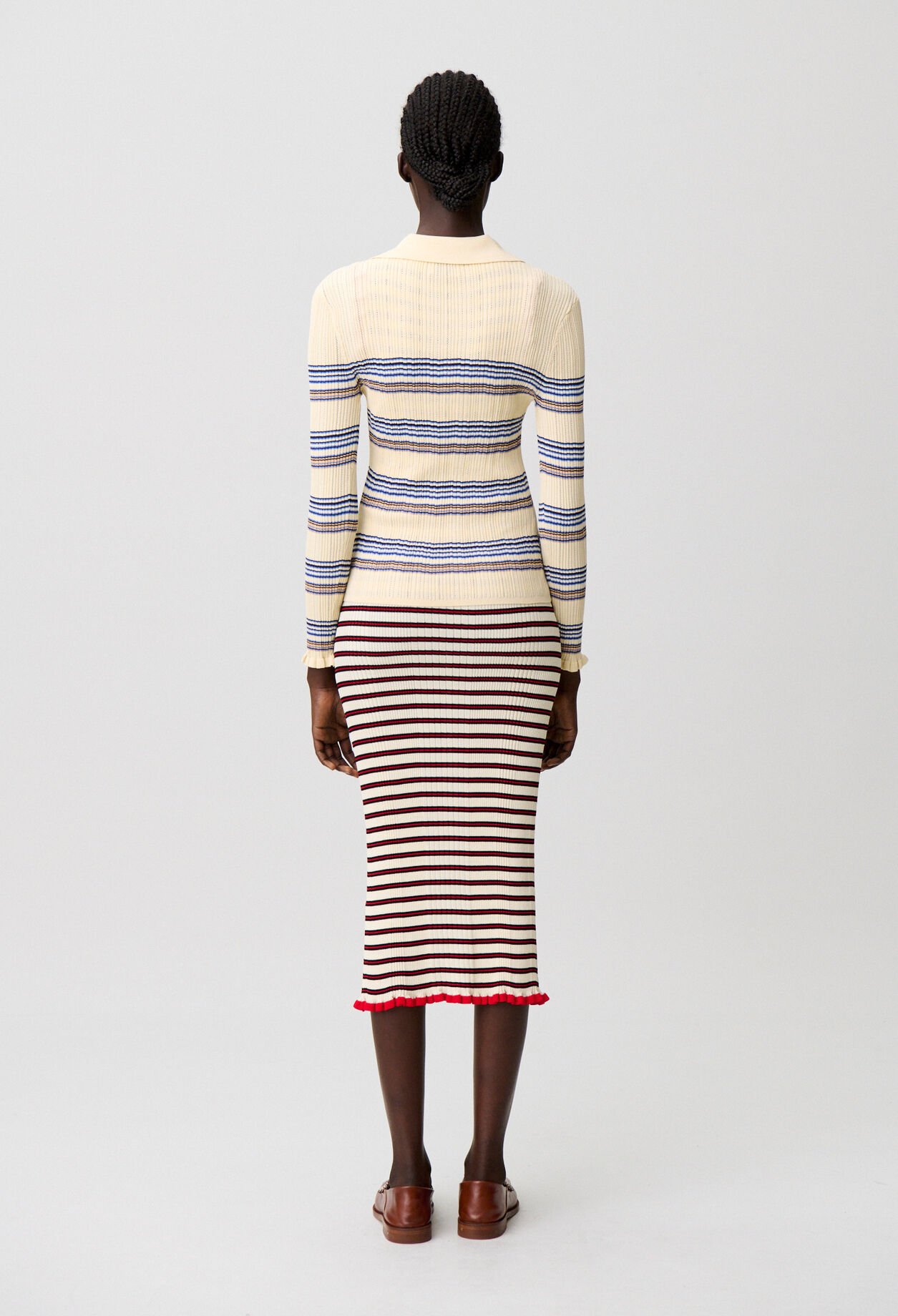 Top maille rayures multicolores