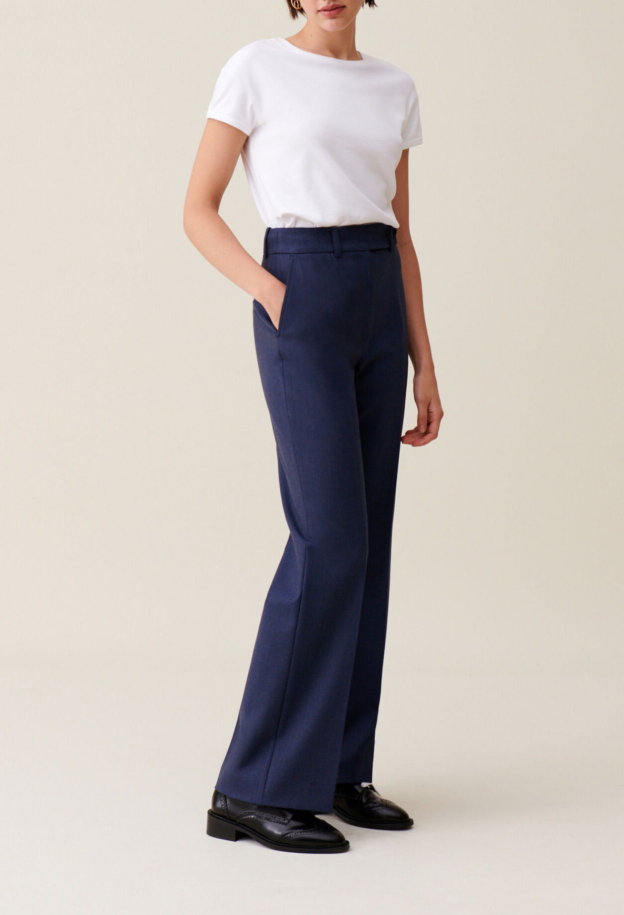 Pantalon tailleur laine marine