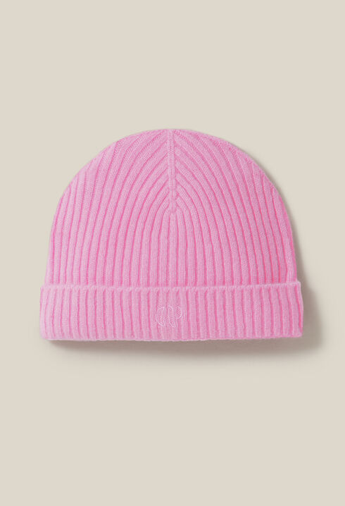 Bonnet côtelé cachemire broderie CP