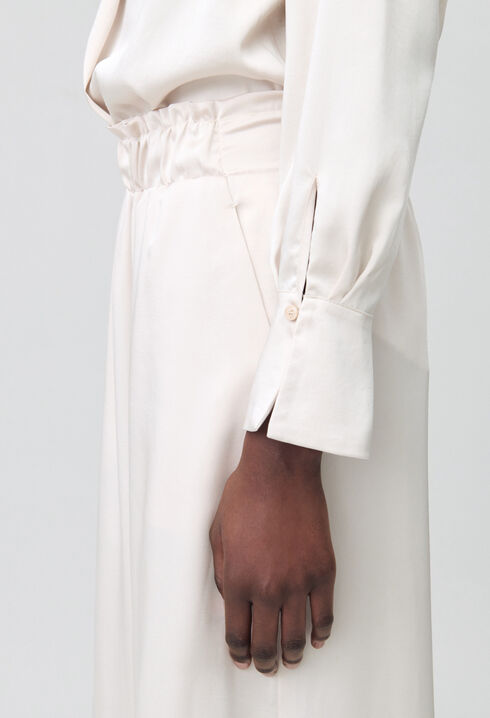 Pantalon large taille smockée