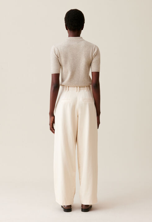 Pantalon denim large plissé