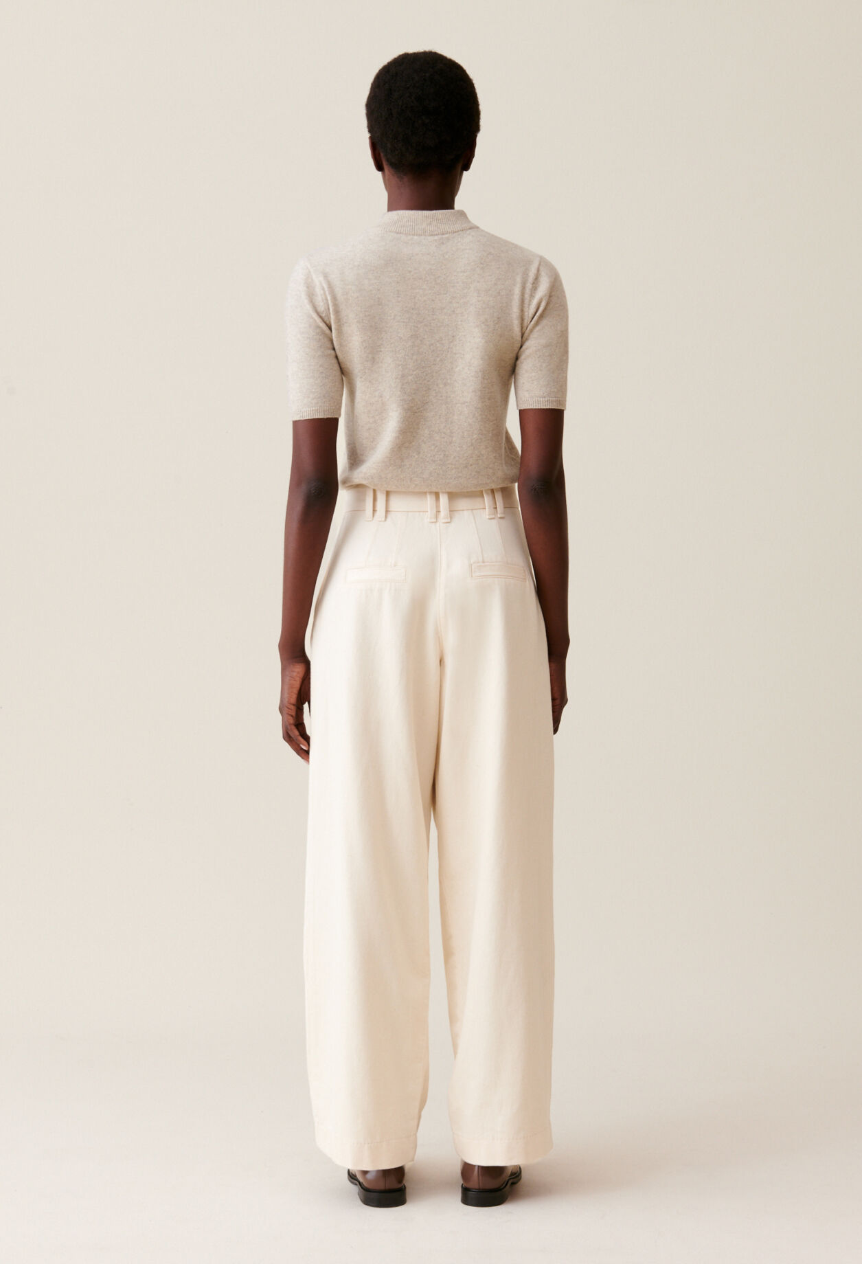 Pantalon denim large plissé