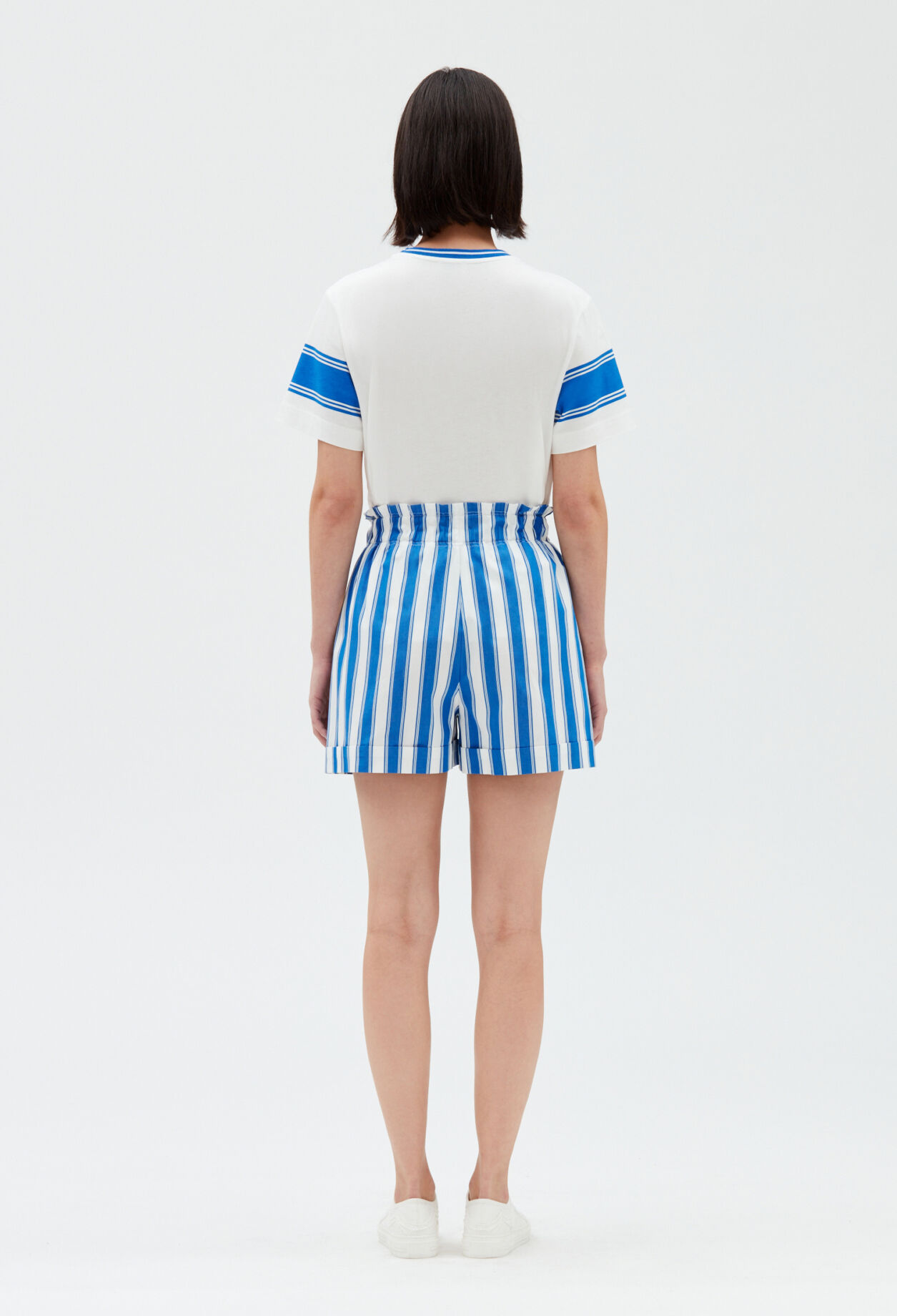 Short coton rayures bleu