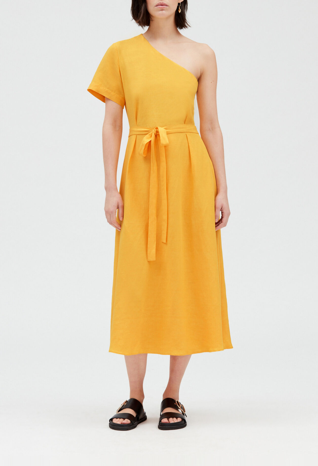 Robe midi asymétrique jaune 