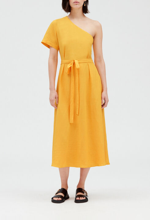 Robe midi asymétrique jaune 
