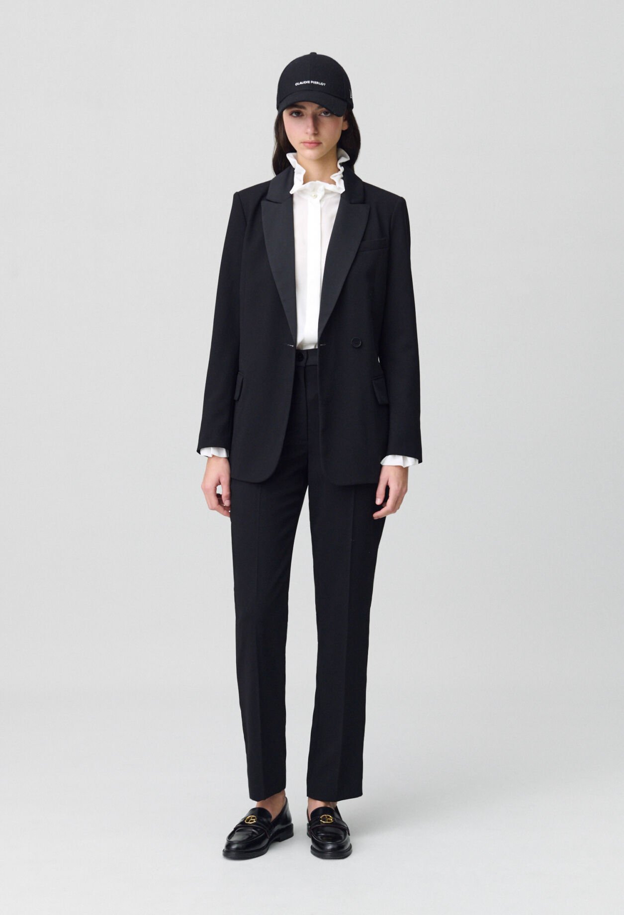 Veste tailleur boutonnée ceinturée