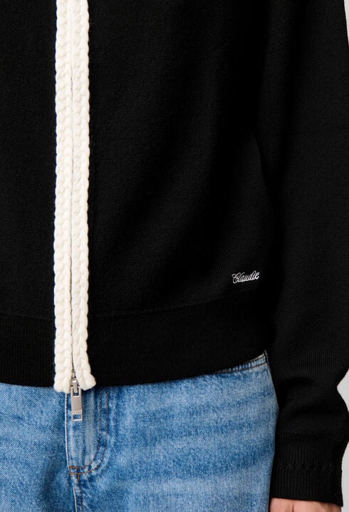 Cardigan maille zipp&eacute; col camionneur