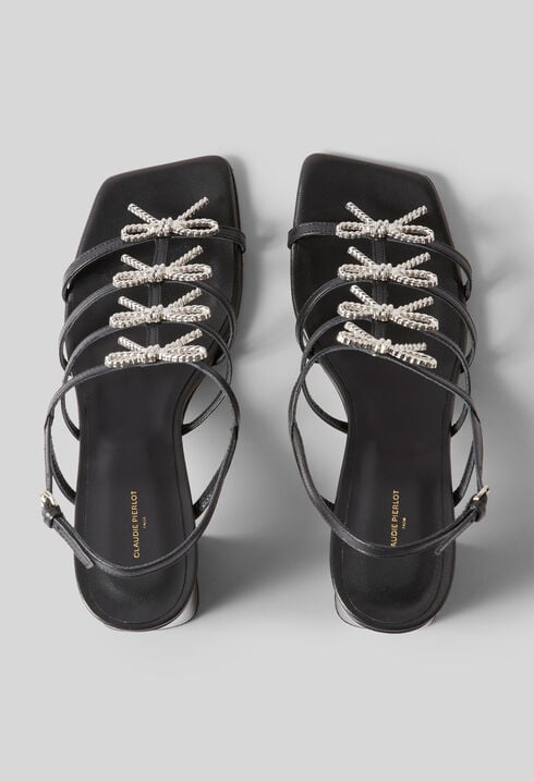 Sandales &agrave; talon Bijoux et cuir
