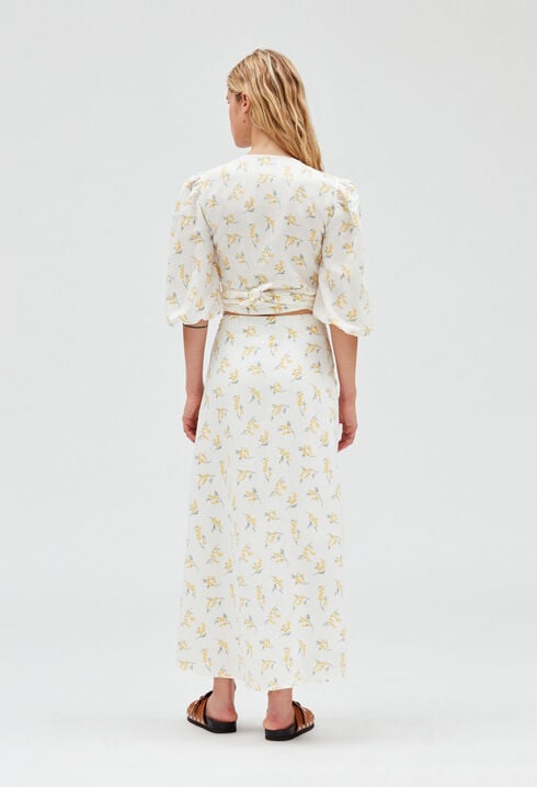 Jupe midi fendue mimosa