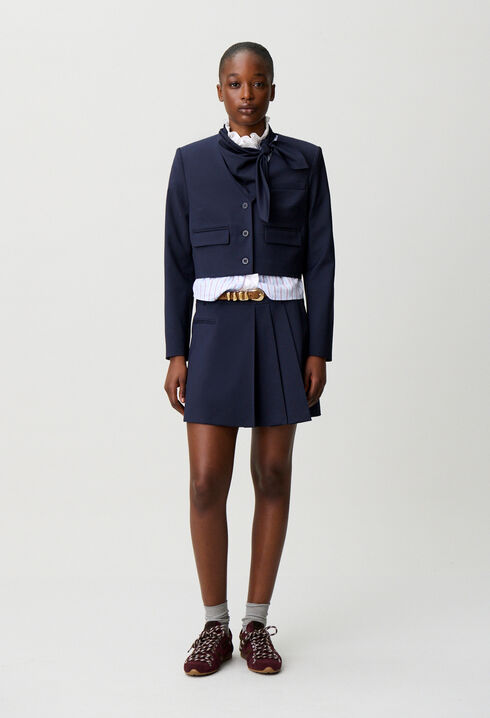 Veste boite laine m&eacute;lang&eacute;e