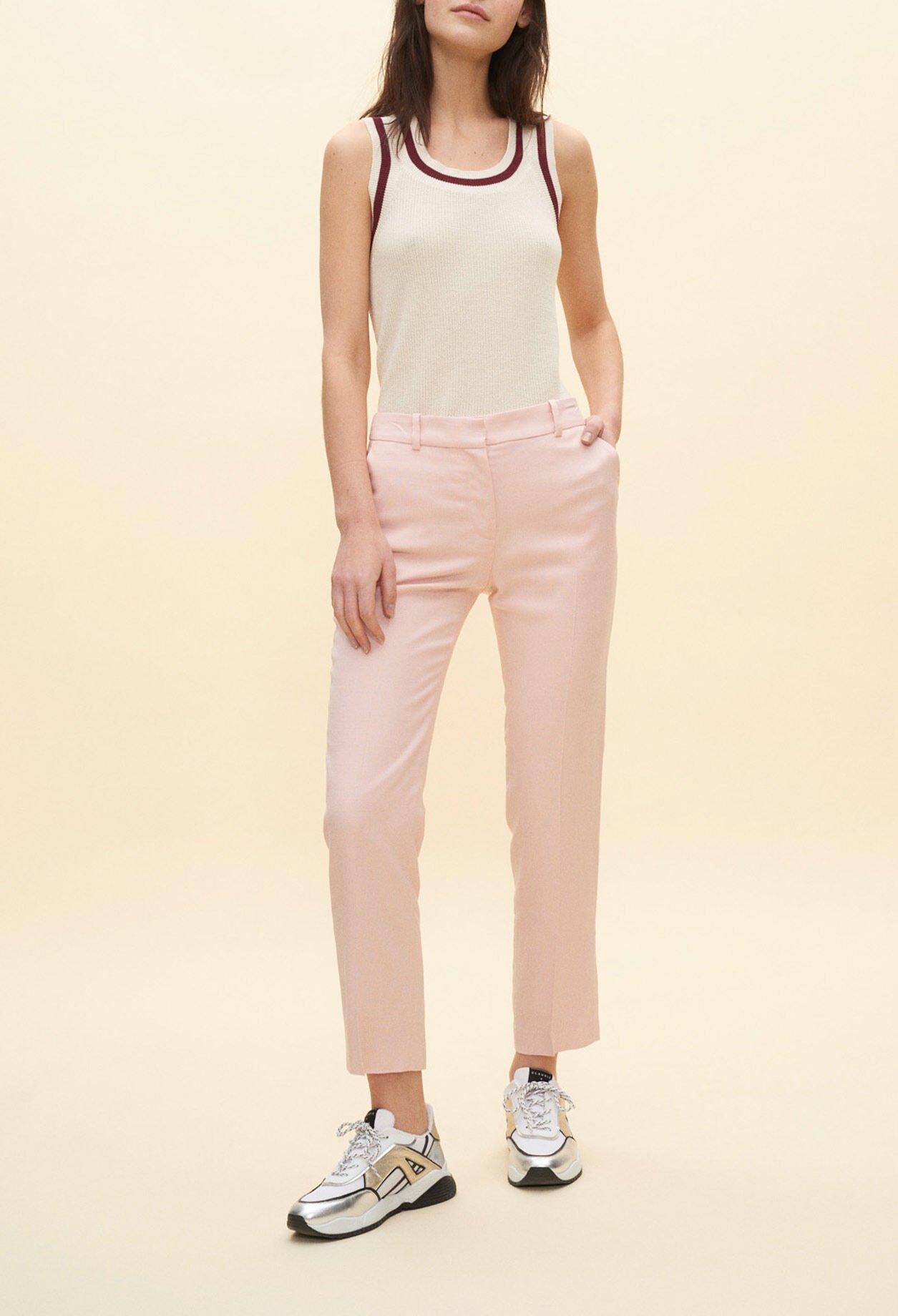 Pantalon droit rose poudre pour femme Claudie Pierlot