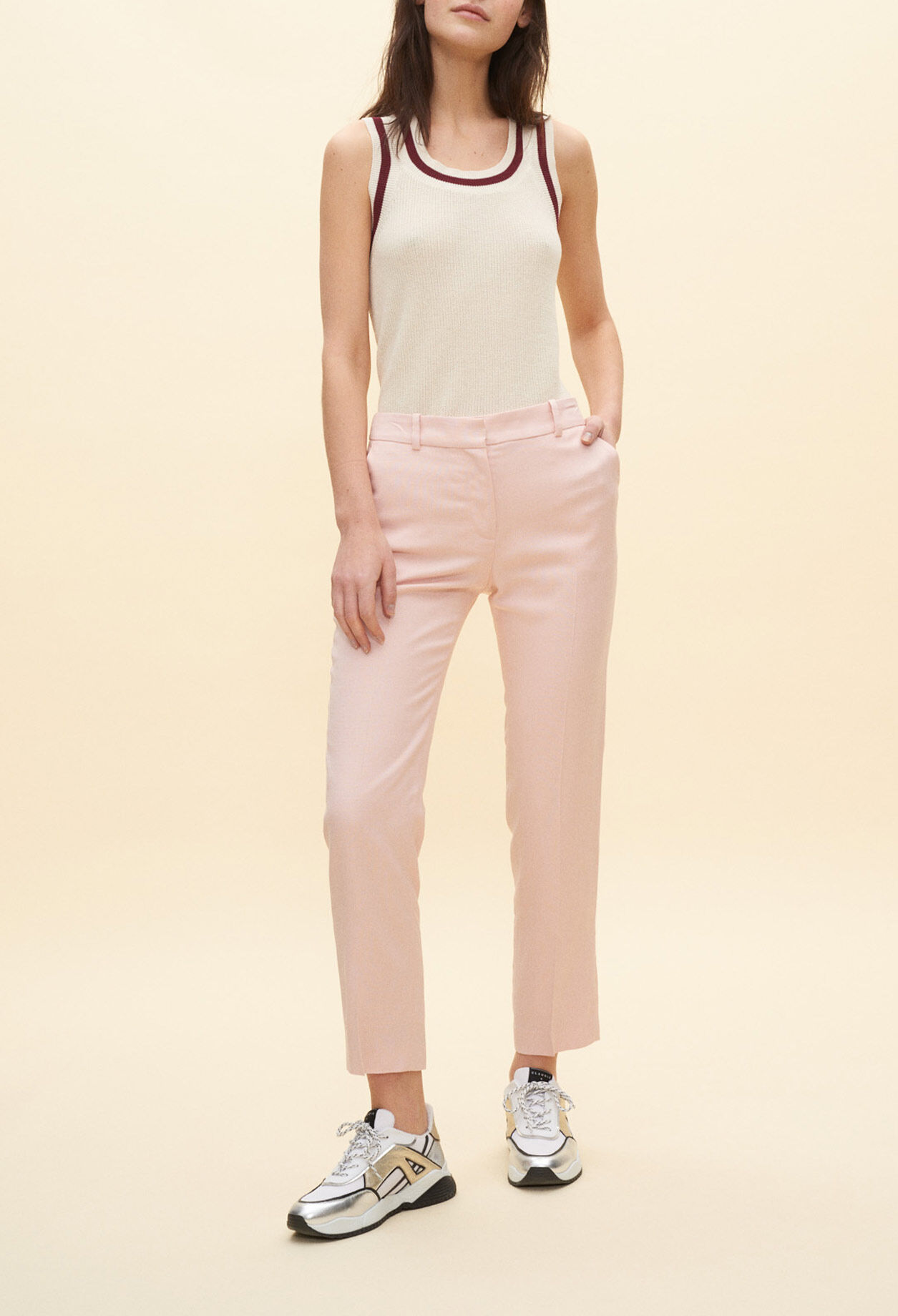 Pantalon droit rose poudré