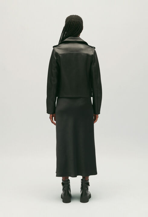 Veste cuir lisse noir